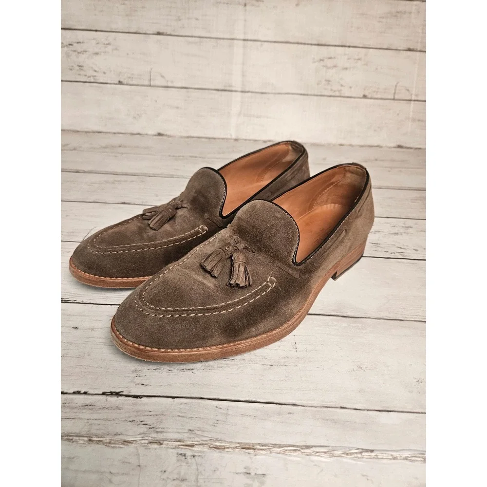 Massimo Dutti Mens Tassel Loafers Brown Suede Leather Sole EU 42 Portugal